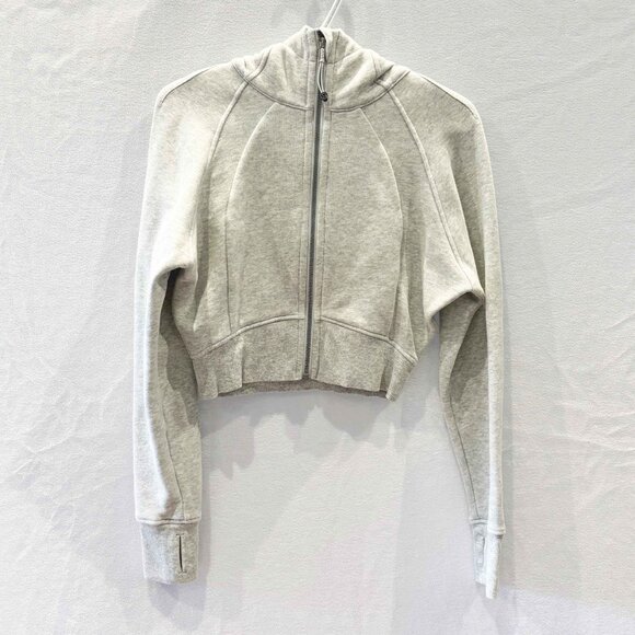 lululemon Light Grey Scuba Full-Zip Cropped Hoodie size 6 - Picture 6 of 13